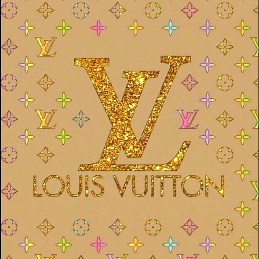NWT Luxury 20x30in Poster Gold Glitter Logo with Multicolor Monogram Print
